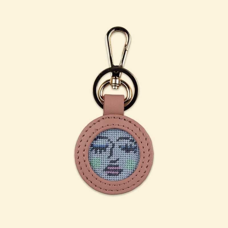 Happy Stitching Moon Face Key Fob Needlepoint Kit All-in-One, Self-Finishing Needlepoint Kit - Image 2